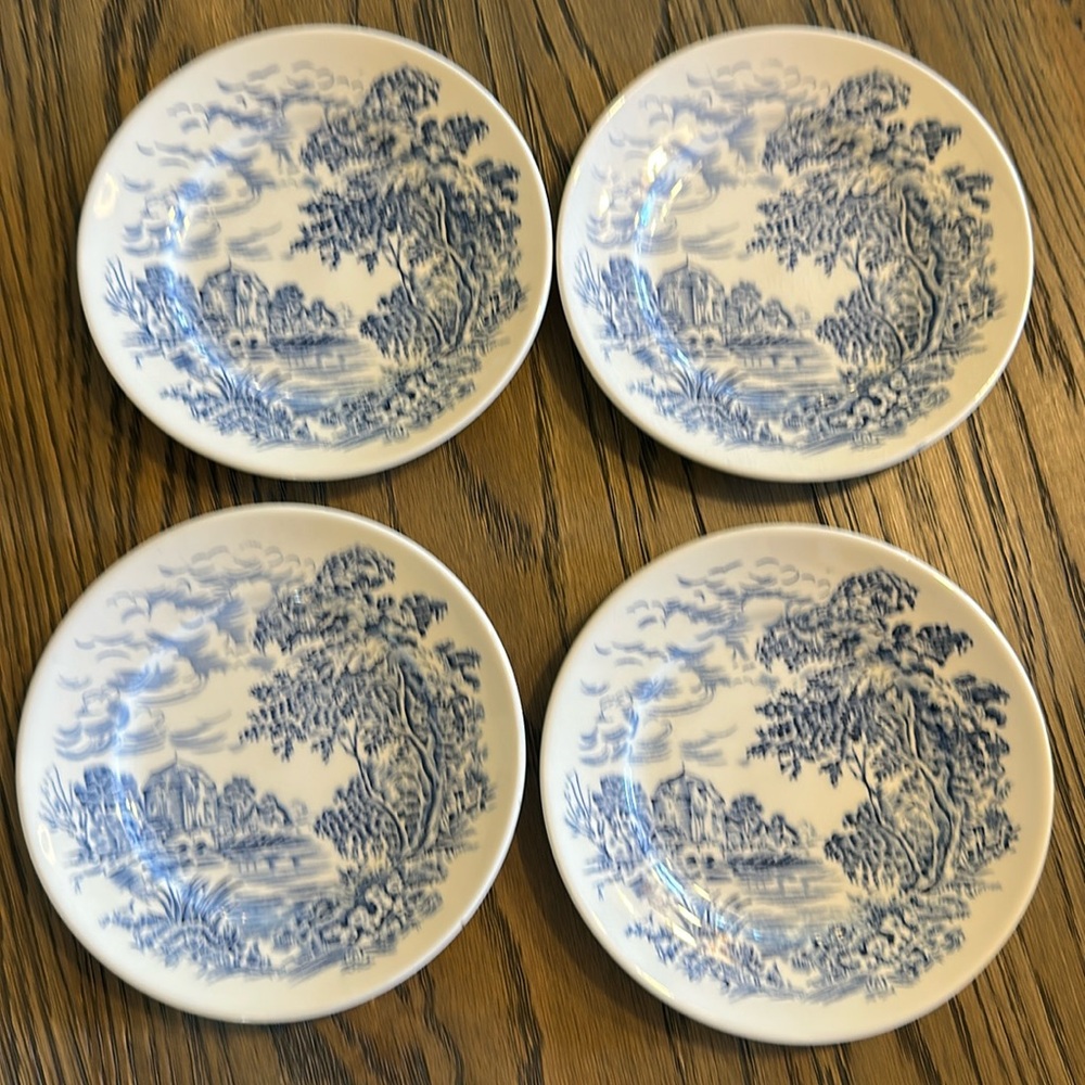 4 Wedgewood Countryside Blue White bread plate China Wedgwood English